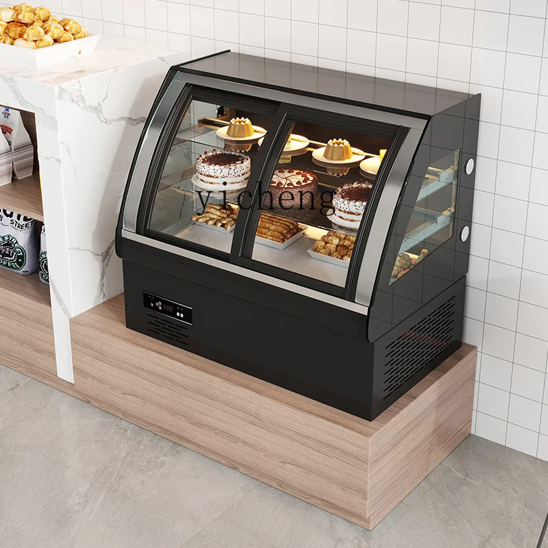 Tqh Cake Counter Fruit Cooked Dessert Display Cabinet Cold Dish Refrigerated Fresh Cabinet Commercial Desktop Front Door Air