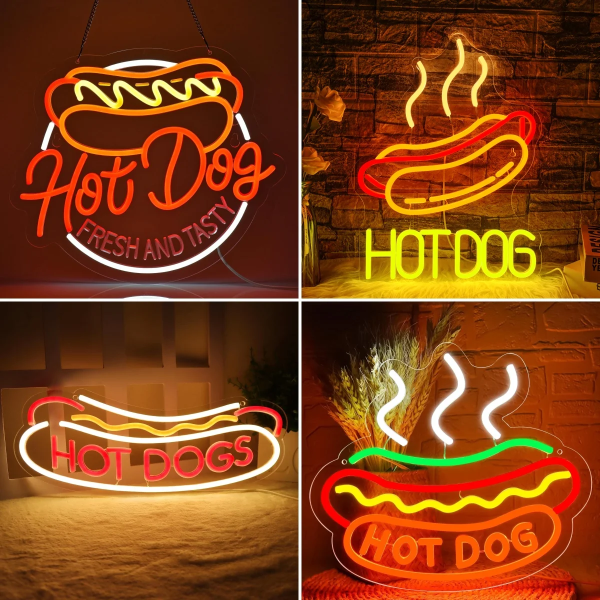 Hot Dogs LED Neon Signs Business Shop Wall Light Up Sign Room Decoration For Fast Food Shop Restaurant Hotel Bar Club USB Lamp