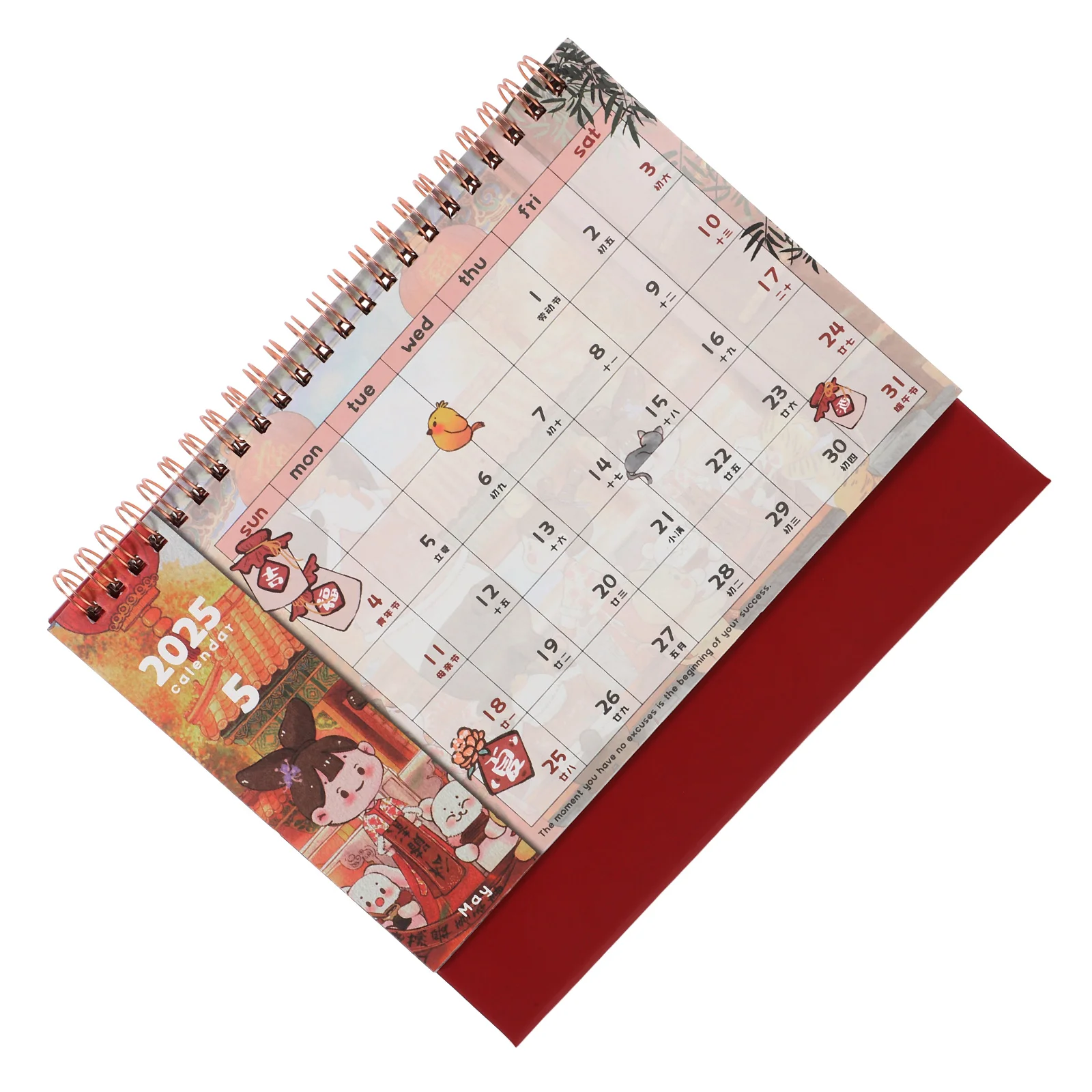 

2025 Desk Calendar Small Flip for Creative Coil Desktop Monthly Chinese New Year Carlandar Book Standing