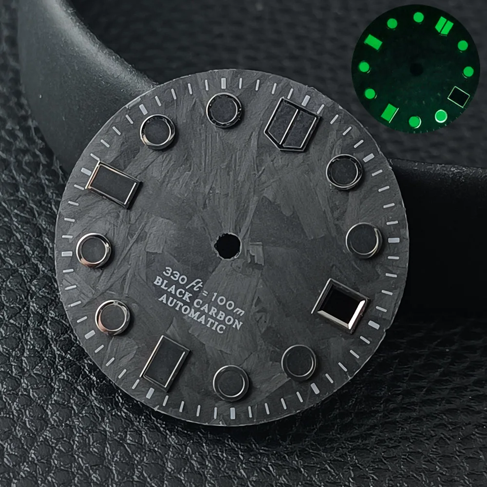 28.5mm Watch Dial, Replacement Carbon Fiber Black Nail Accessory, Suitable for 8215, 2824/NH35 Movements and NH35/NH36 Movements