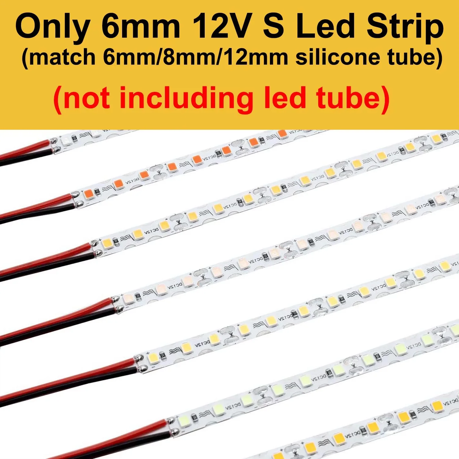 DC12V  S Shape LED Strip 6mm Width Bendable 2835SMD 120LED/m Flexible Foldable String Light DIY Neon Sign Letter 12Color 1m-100m