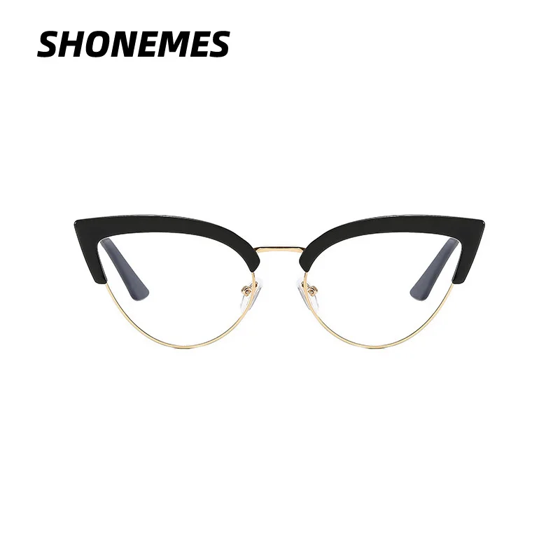 

SHONEMES Cat Eye Anti Blue Light Glasses Frame Women Stylish Design Semi-Rimless Eyewear Frames for Computer Reading Work