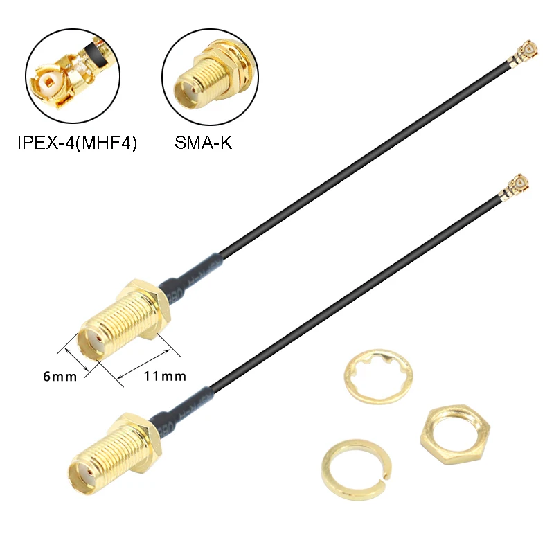 SMA موصل كابل أنثى إلى IPEX4 IPX4 MHF4 إلى SMA أنثى RF1.13 هوائي RG0.81MM كابل الجمعية RP-SMA-K