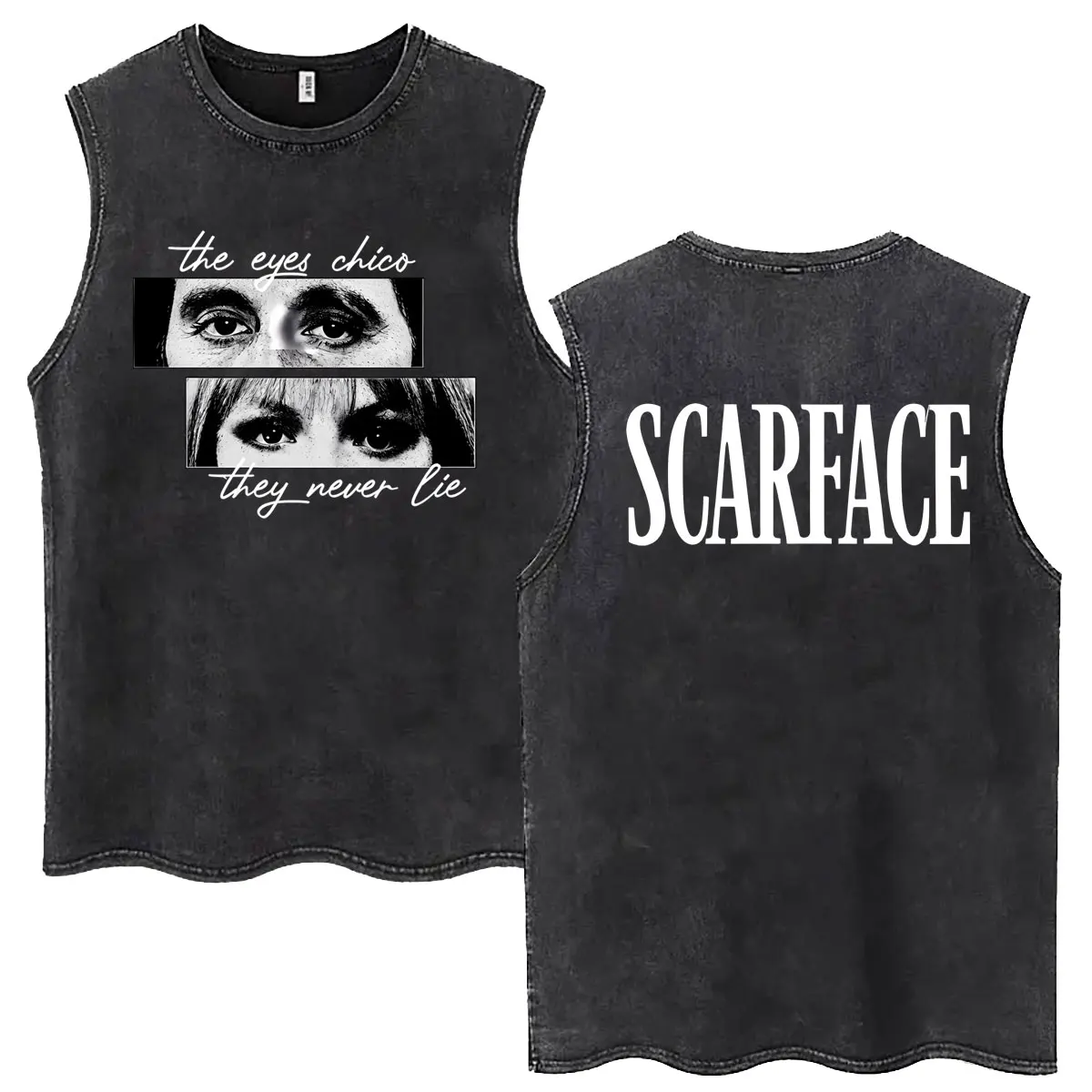 90s Classic Gangsters Movie Scarface Vintage Washed Tank Tops Tony Montana Al Pacino Sleeveless T-shirts Men Oversized T Shirt