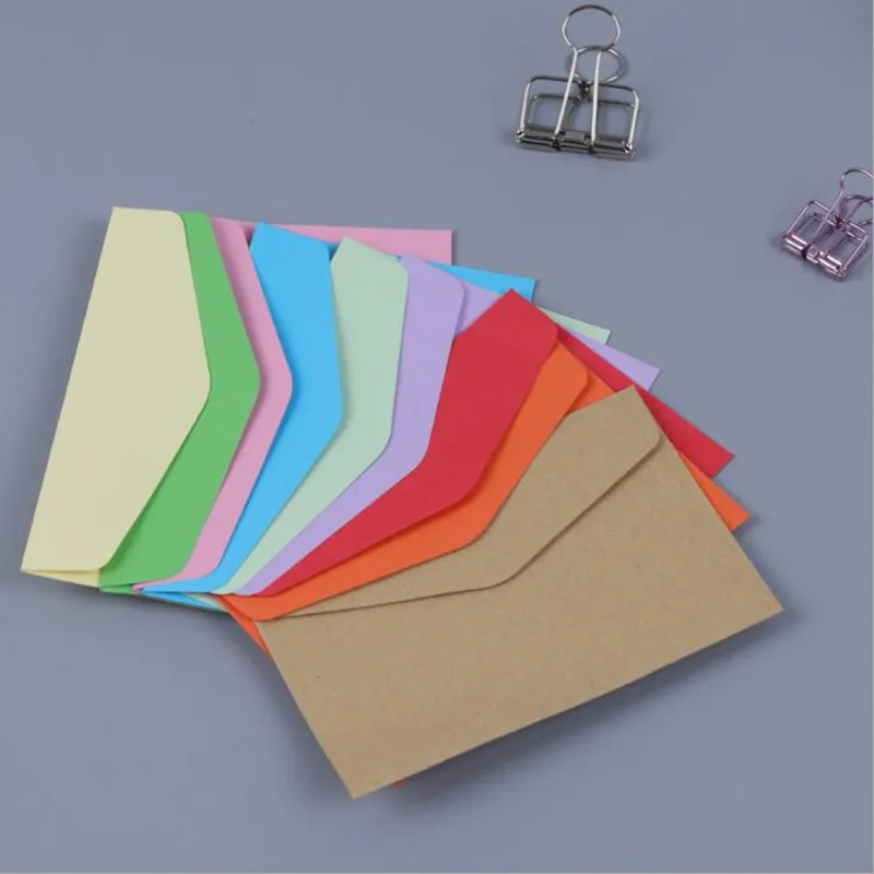 20Pcs/lot Simple Candy Kraft Paper 14 Colors Blank Envelopes Greeting Cards Mini Envelopes Gift EnvelopeChristmas