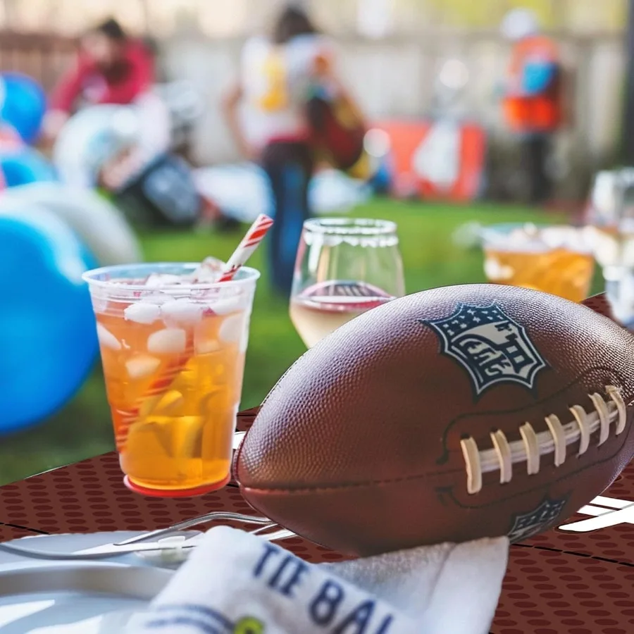 Football Party Plate Decorations Disposable Plastic Tablecloth Touchdown Table Cover Perfect for Super Bowl Football Birthday P