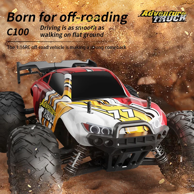 JCMO 1:16 Scales 4WD Remote Car With LED 2.4Ghz Remote Control Cars High Speed 30KM/H Drift Adventure Truck for Kids Gift Toys