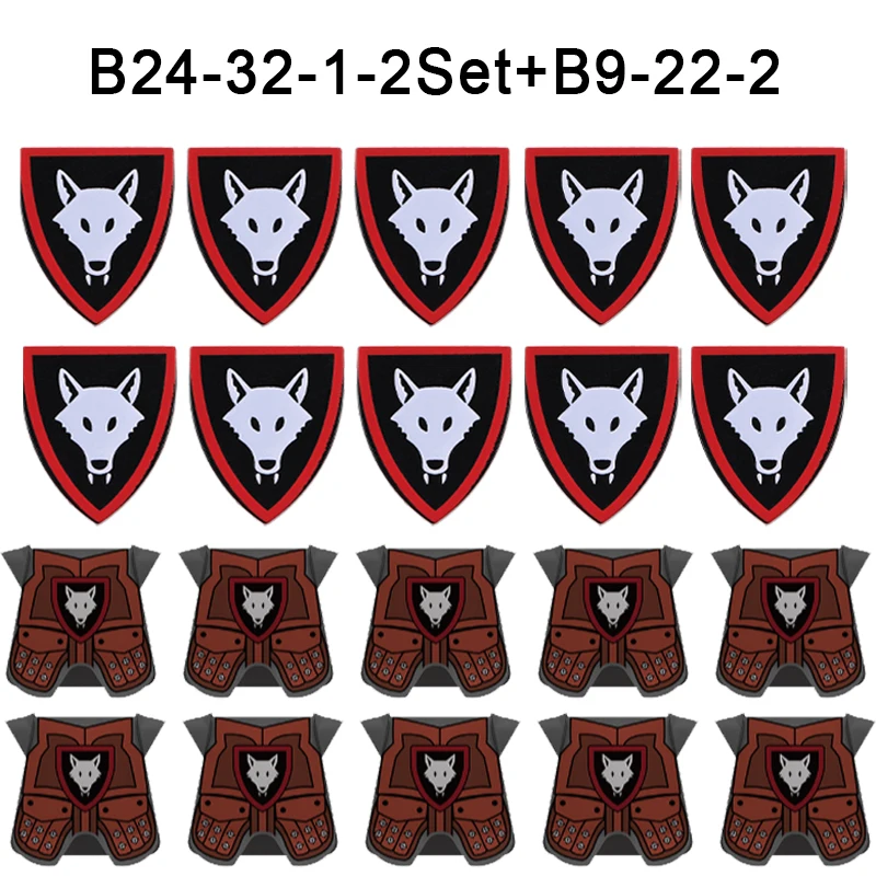 MOC Mittelalterliche Kreuzritter-Schild-Serie Bausteine Militärburg Ritter Soldatenfiguren Krieger Kriegskönig Zubehör Bausteine Spielzeug