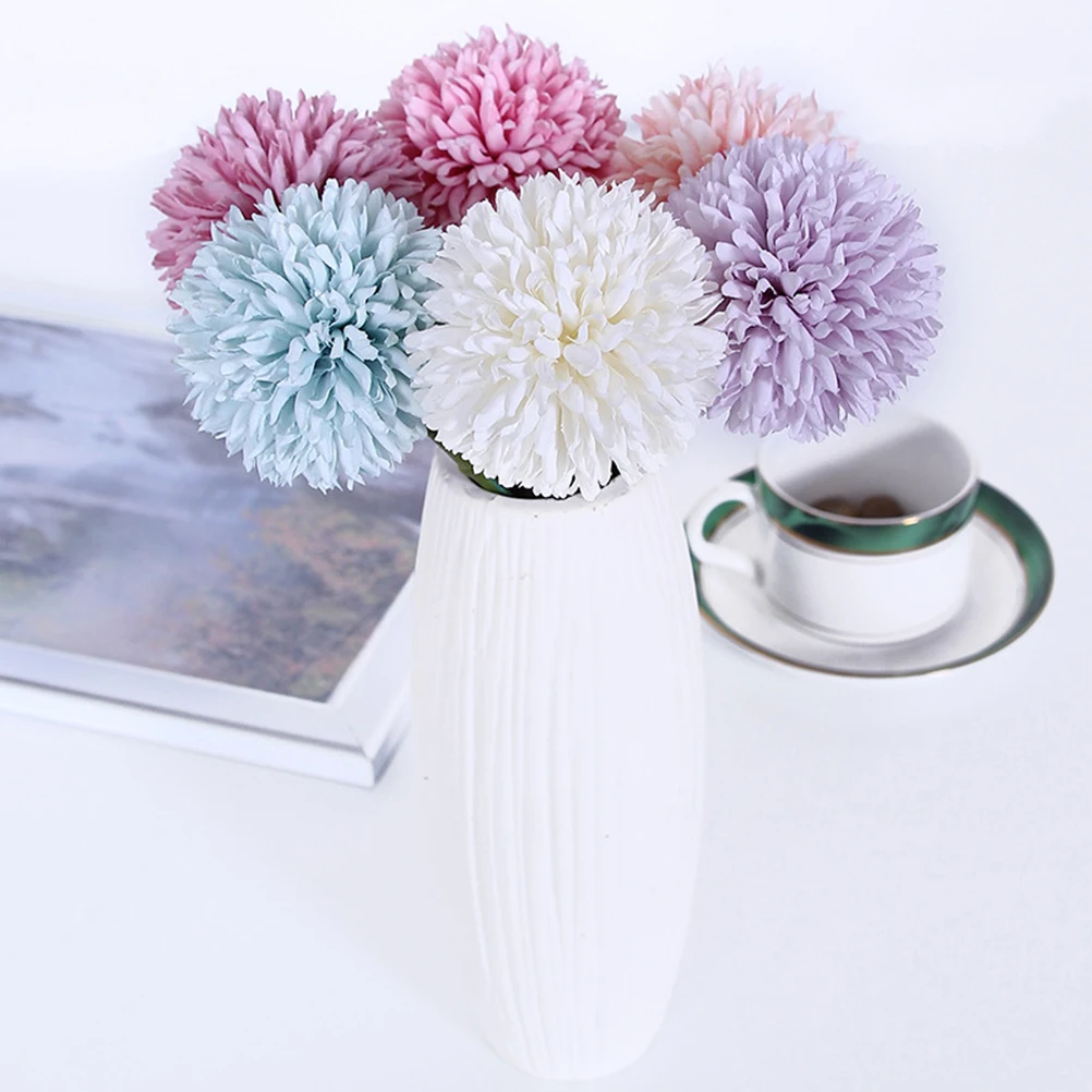 

10pcs Artificial Ball Flower Lifelike Silk Flower Home Office Decor Wedding Party Bouquet Blue Elegant Realistic High