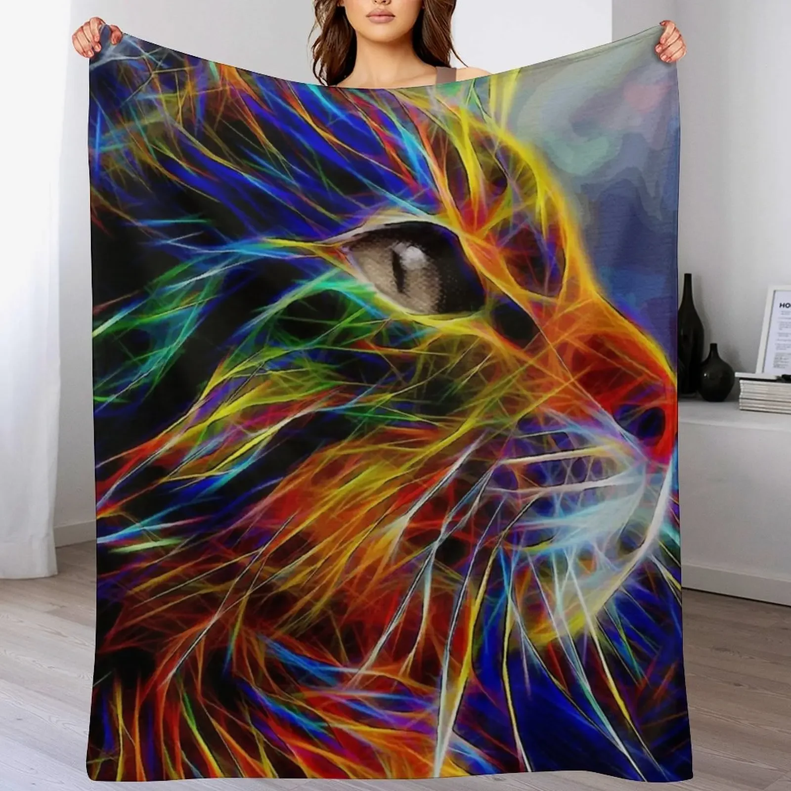 

Neon cat, cat, chat, gato, lea roche paintings Throw Blanket Nap Vintage Thins christmas decoration Blankets