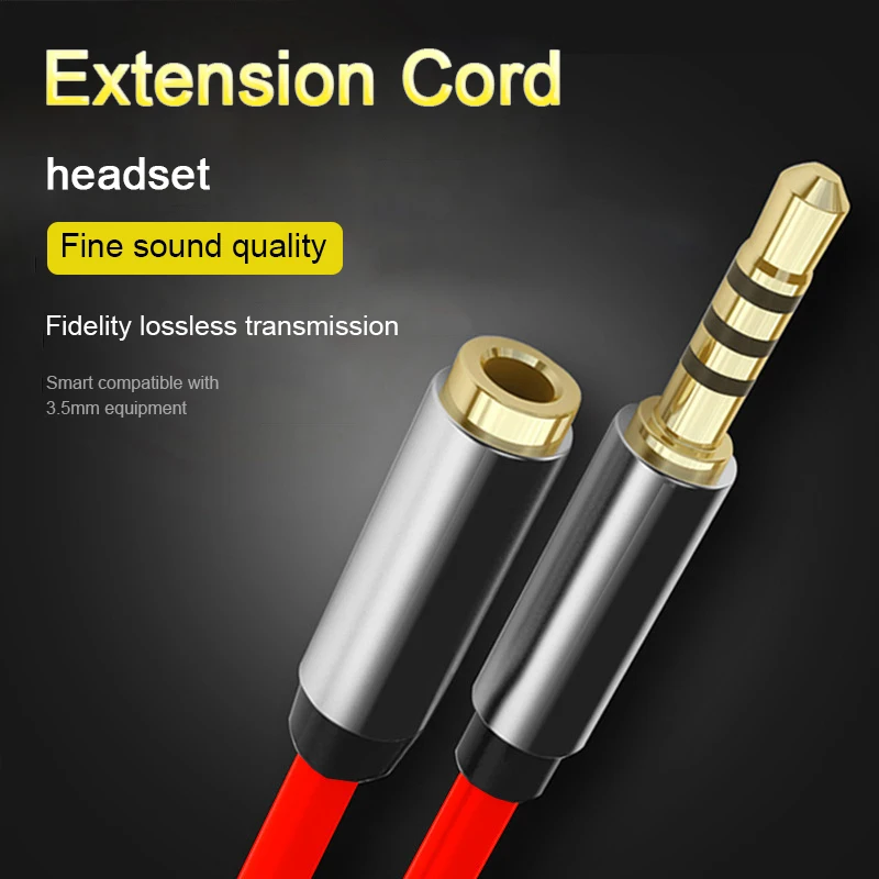 3/2/1m Mobile Phone Headset Extension Cable Aluminum Alloy Audio Cable 3.5mm Speaker Male To Female Connection Extension Cable