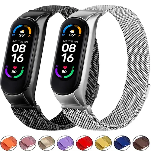 Imagen 2 del producto Correa de bucle milanés para Xiaomi Mi Band 7 6 5 4 3 pulsera magnética de acero inoxidable pulsera de Metal para Xiaomi mi band 4 3 correas