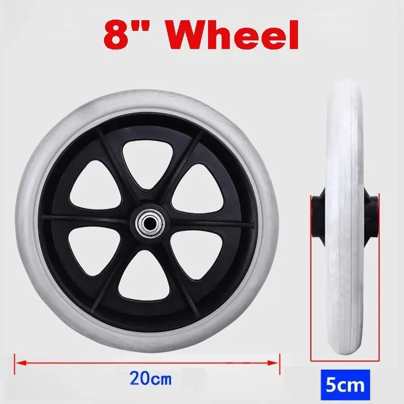 200mm  8 Wheelchair Casters Small Cart Rollers Chair Wheels Accessories Grey Rubber Small Non Marking Wheelchair Wheel Replace