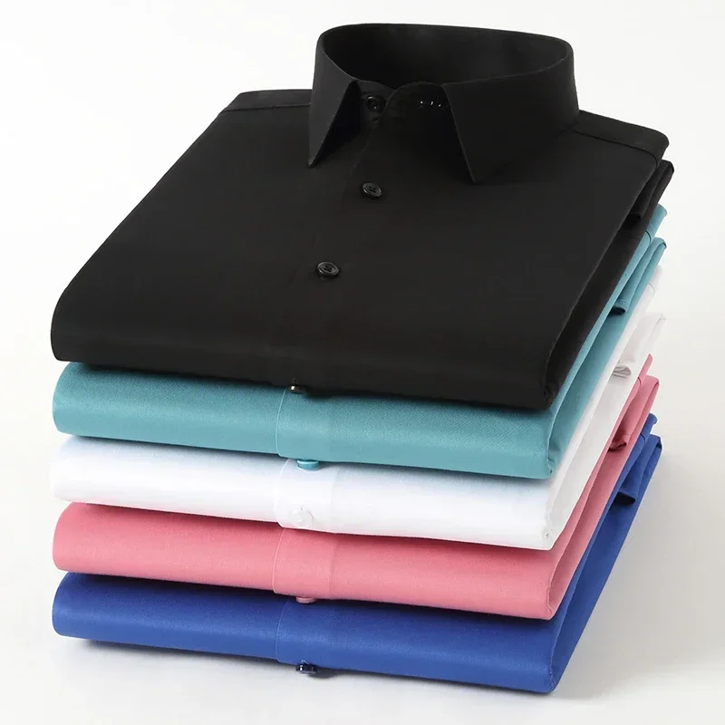 

Men's bamboo fiber comfortable and breathable long-sleeved classic micro-elastic business slim casual anti-wrinkle formal shirt