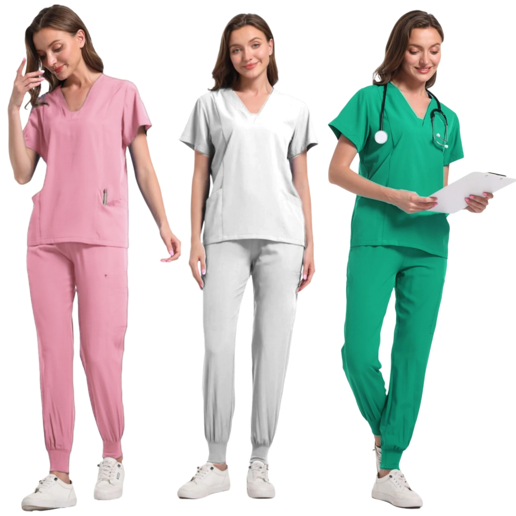 Women Operating Medical Pet Hospital Dental Doctor Scrubs Nurses Uniform Scrub Sets Tops Straight Pants Scrubs Uniforms Sets