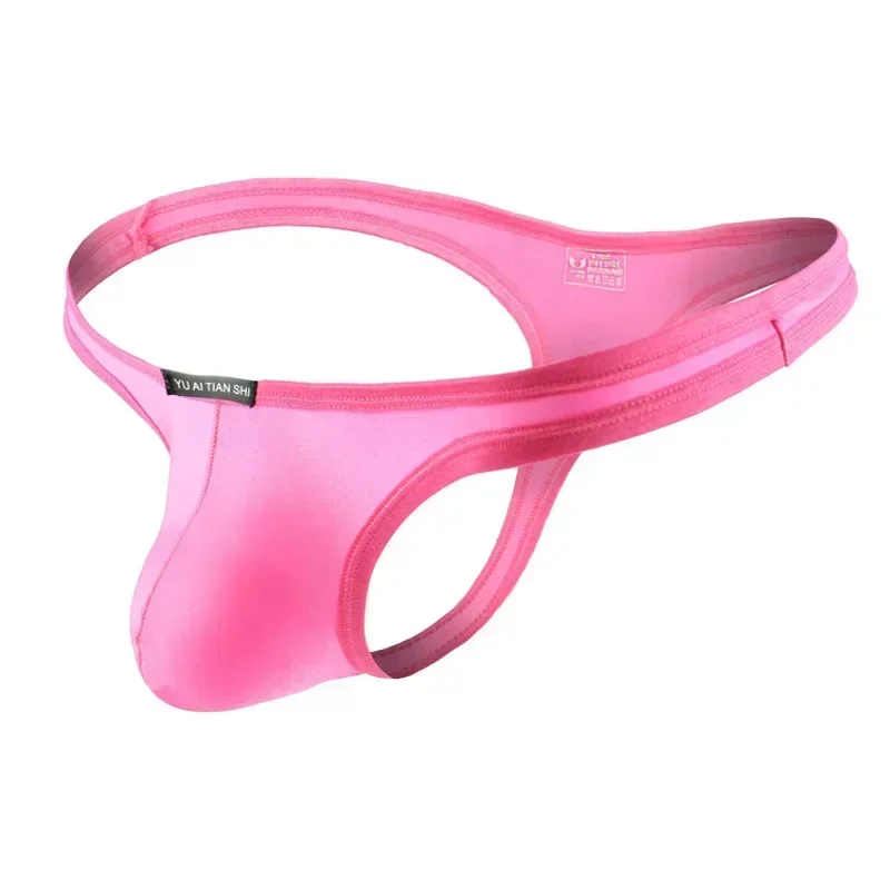 

Ice Silk Bugle Thong for Men Sexy U Convex Pouch Underwear Elastic Cozy Low-rise T Back Underwear Transparent Quick Dry G-string