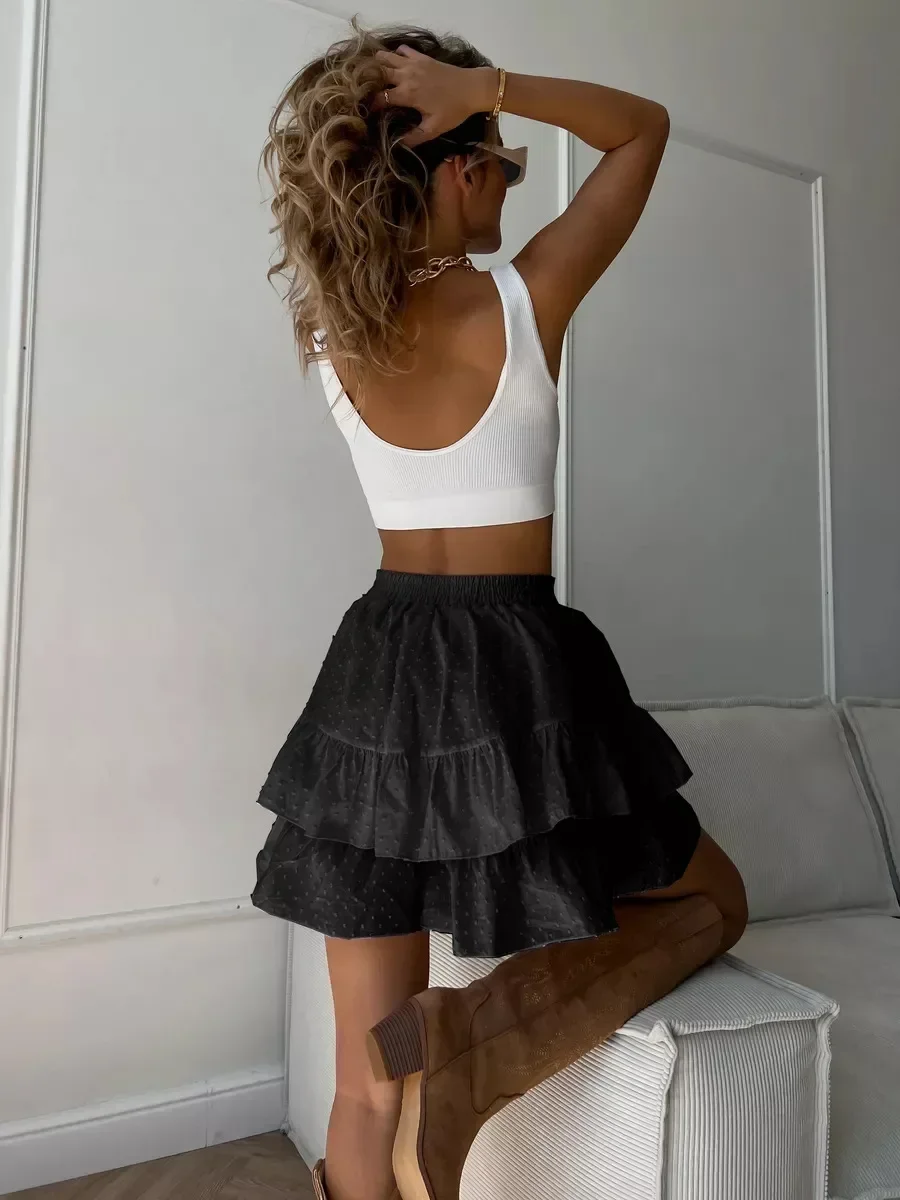 BluWin Sweet Ruffled Shorts Women's Summer Korean Style Polka Dot With Lining Short Skirt High Waisted Shorts