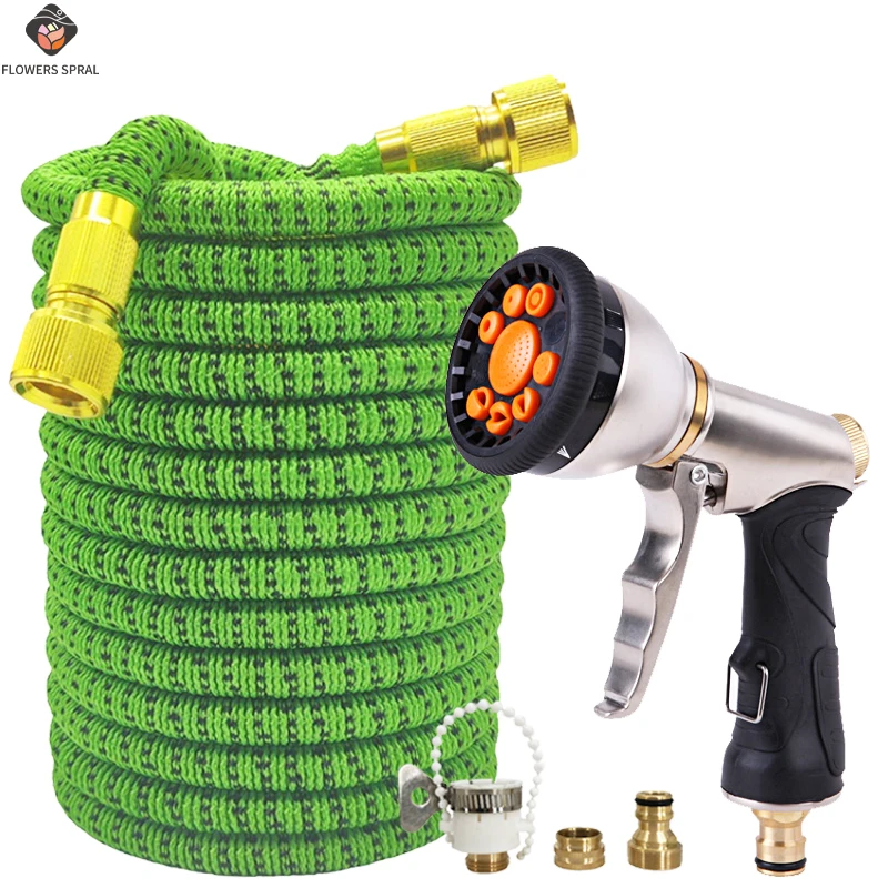 Heavy-Duty Magic Watering Hose with Quick Connect Metal Water Gun for Car Washing And Garden Irrigation