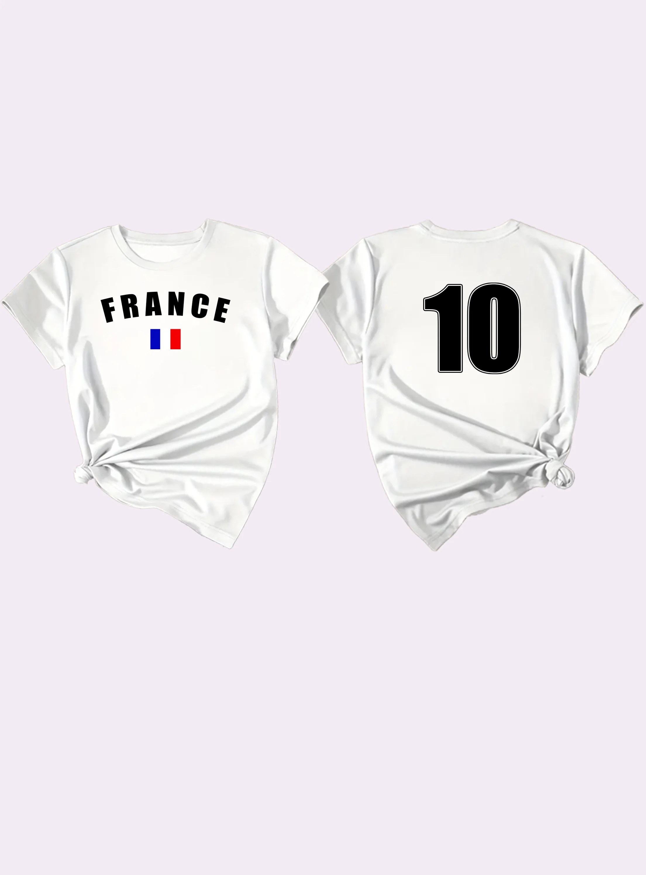 Stampa calcio francia, numero 10, t-shirt sportiva girocollo da donna, ampia, casual e confortevole, stampata su entrambi i lati