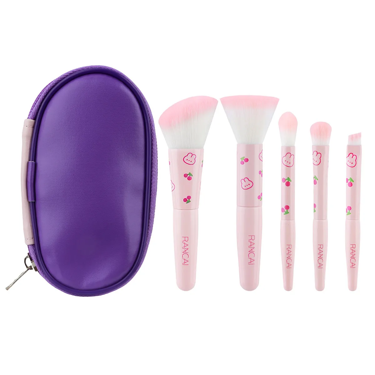 5-teiliges süßes kompaktes Make-up-Pinsel-Set mit Etui, Premium-Pinsel für makellose Grundierung, Rouge, Lidschatten-Anwendung, Beauty-Tools – Detail 12