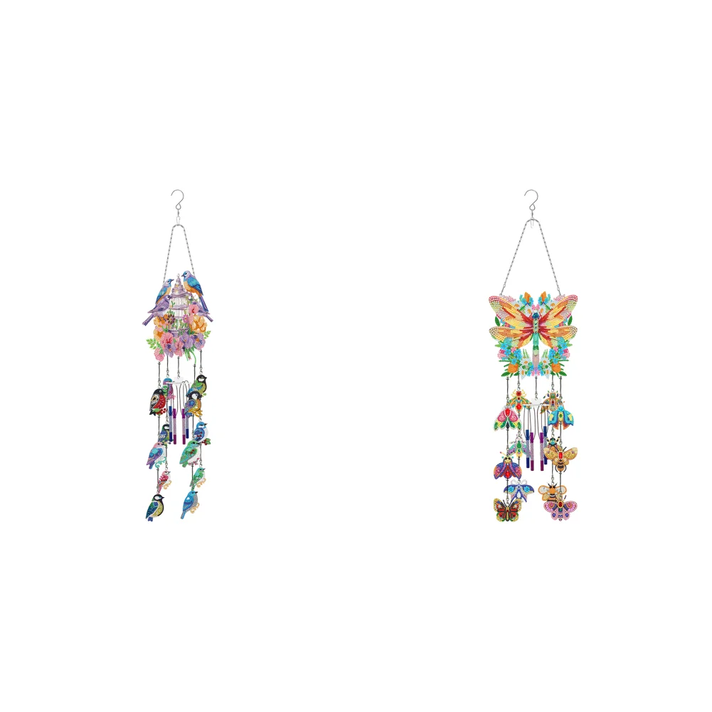 

Double Side Wind Chime Diamond Art Hanging Pendant for Home Decor (Flower Bird)