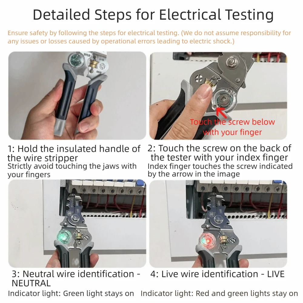 10 في 1 سلك متجرد ذكي عدم الانزلاق سلك متجرد المكشكش المحمولة قابل للتعديل مؤشر الجهد سلك سحب #6