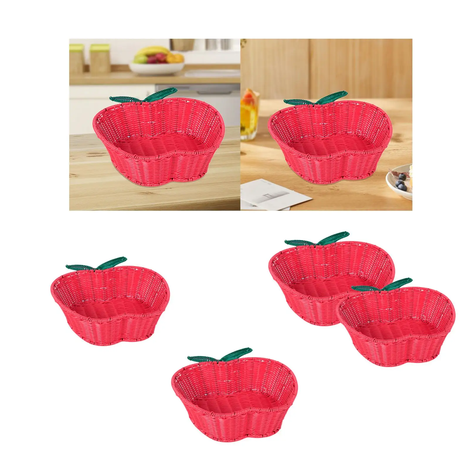 Handwoven Fruit Basket Home Decor Decorative Snack Cookies Display Rattan Bread Basket for Food Kitchen Bathroom Bread Tabletop