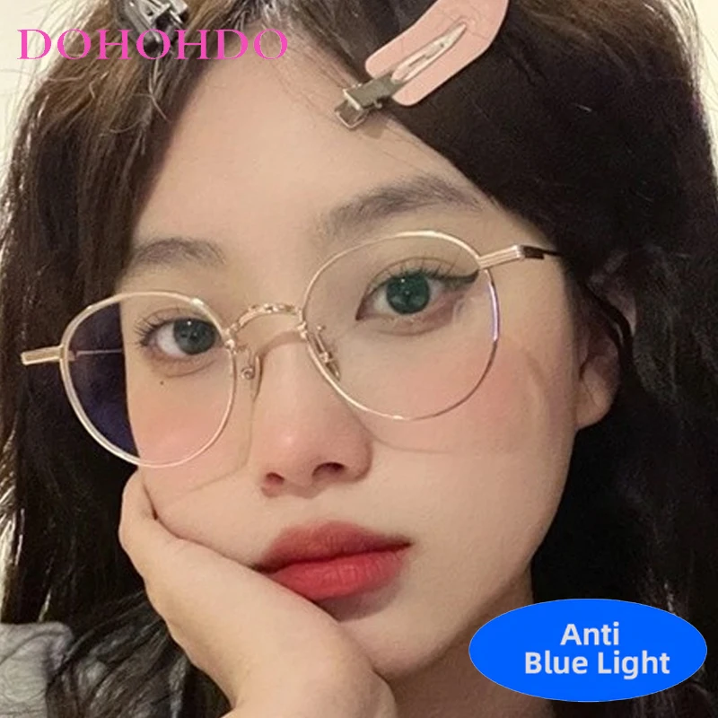 

Classic Brand Designer Small Round Frame Glasses Men Women Trendy Luxury Computer Anti-Blue Light Eyeglasses For Reading Очки