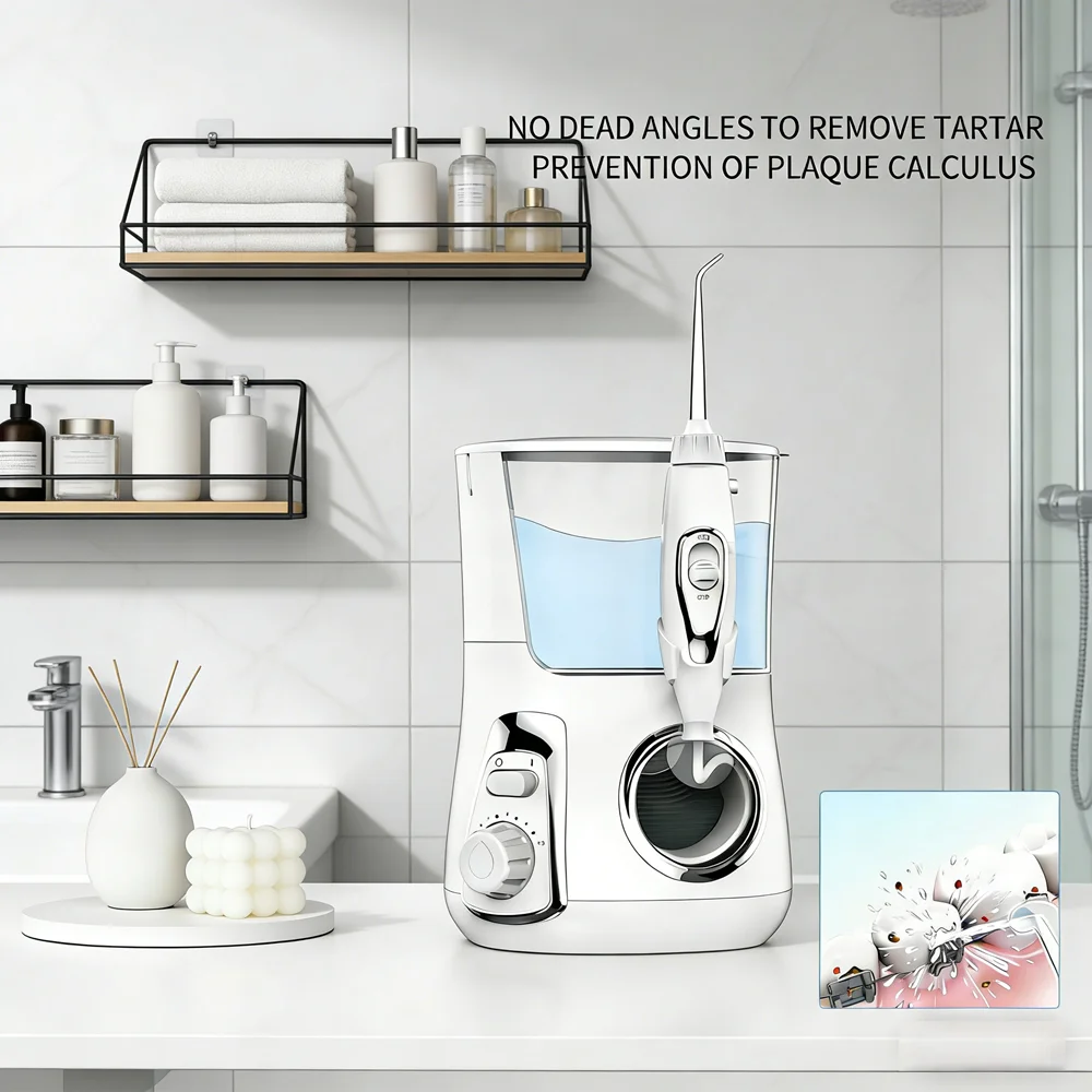 

Настольный ирригатор для полости рта 800 мл с 10 режимами, 5 насадками, инструмент для глубокой чистки и эффективного предотвращения кариеса