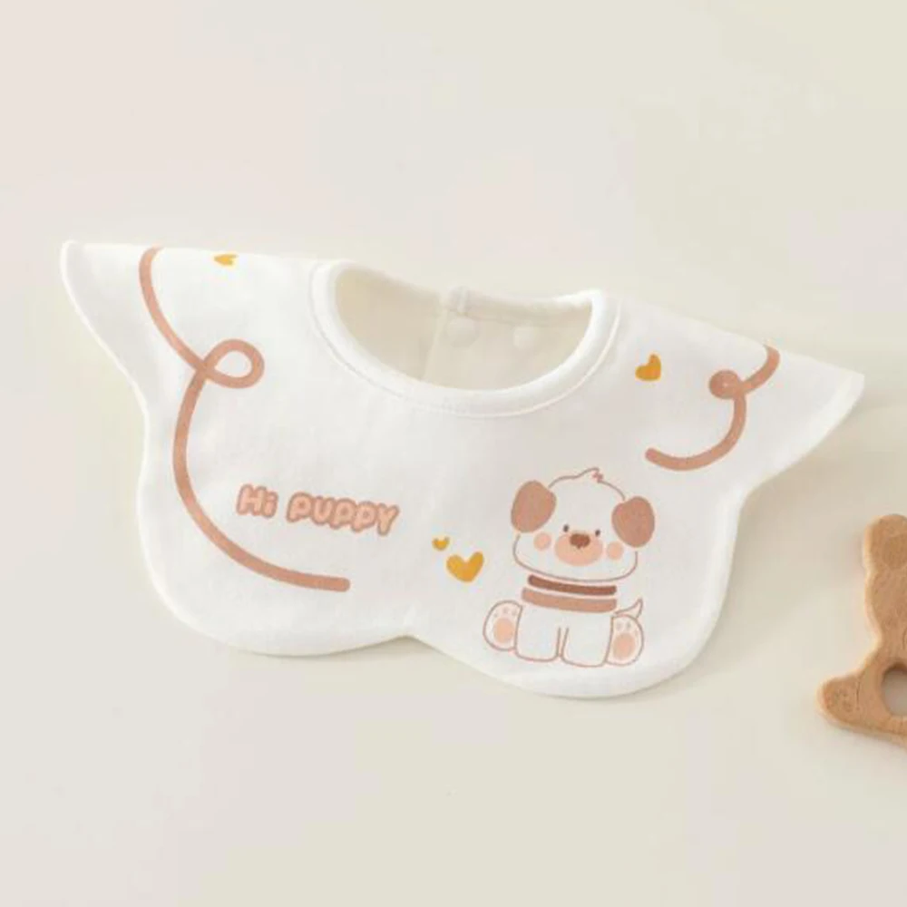 Waterproof Baby Bibs Round Neck Rotatable Adjustable Infant Feeding  Burp Cloths Cute Pattern Soft Breathable Newborn Drool Bibs