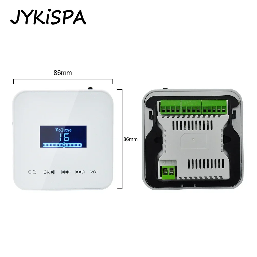 Built-in Bluetooth Wall Amplifier HD Display Touch Key 2*20W Stereo Sound Home Theater System HiFi Audio FM USB TF AUX Bathroom