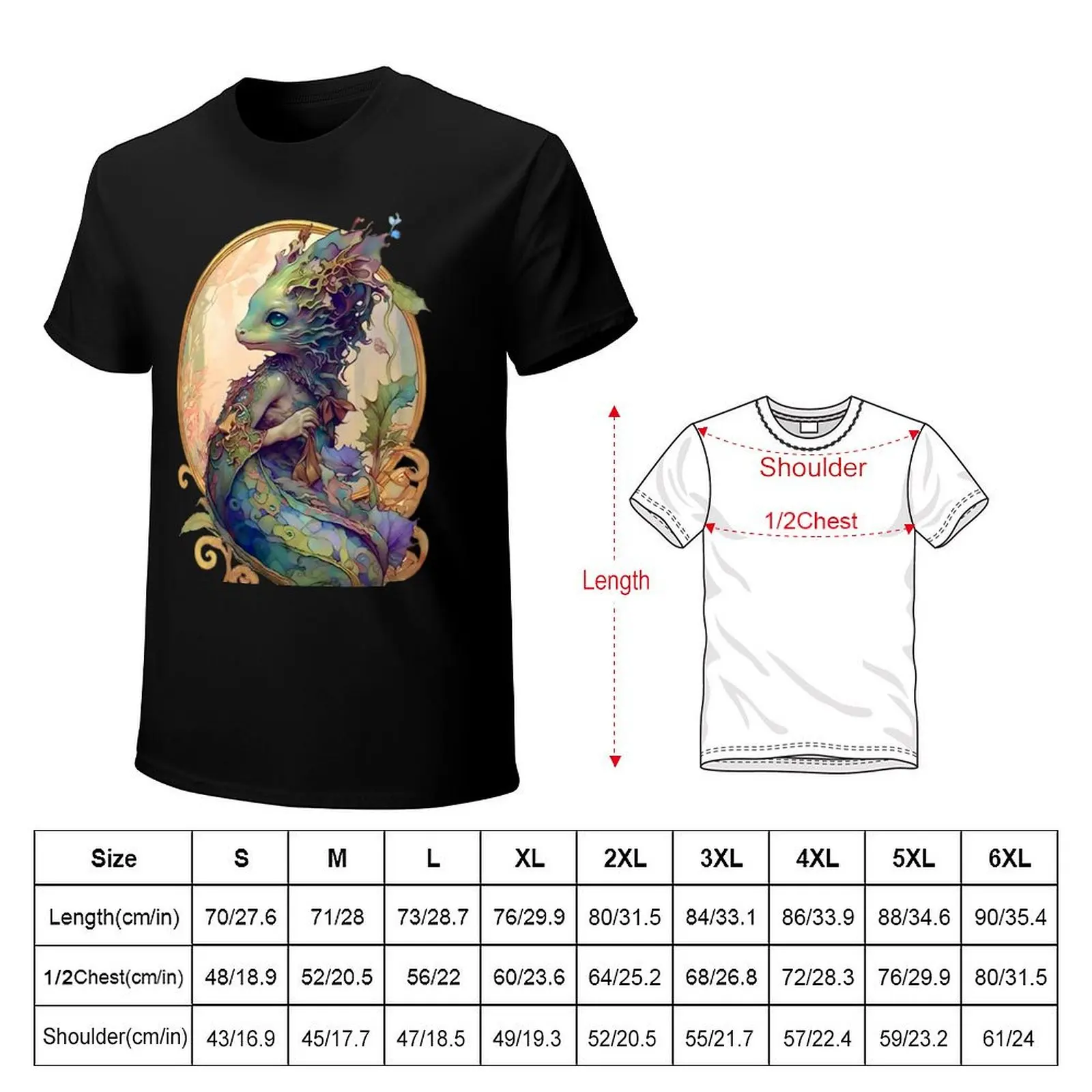 Art Nouveau Fantasy Anthropomorphic Seahorse T-Shirt Creative Graphic Tee Shirt