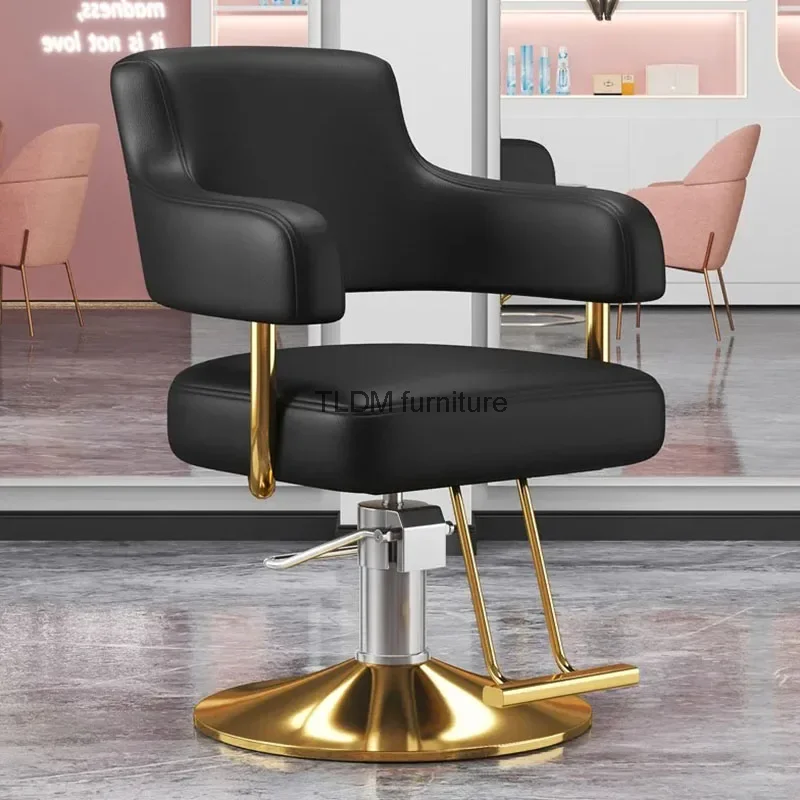 

Portable Barbershop Salon Chair Luxury Beauty Gold Hairdressing Salon Chair Barber Swivel Silla De Barbero Commercial Furniture