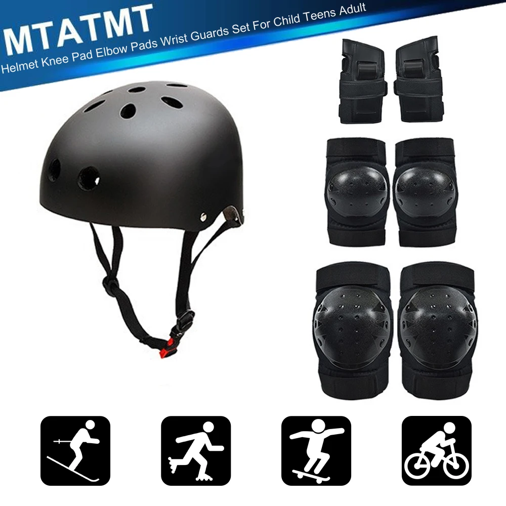 MTATMT 7Pcs Protective Gears Set Child Teens Adult Helmet Knee Pad Elbow Pads Wrist Guards Safety Kit for Cycling Bike Skating