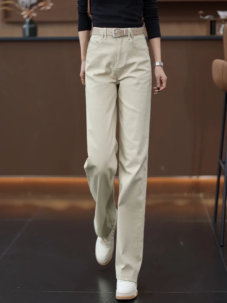 

High Waist Slimming Casual Soft Denim Straight Leg Pants Women's Spring Autumn Fashionable Narrow Version Wide Leg Pants