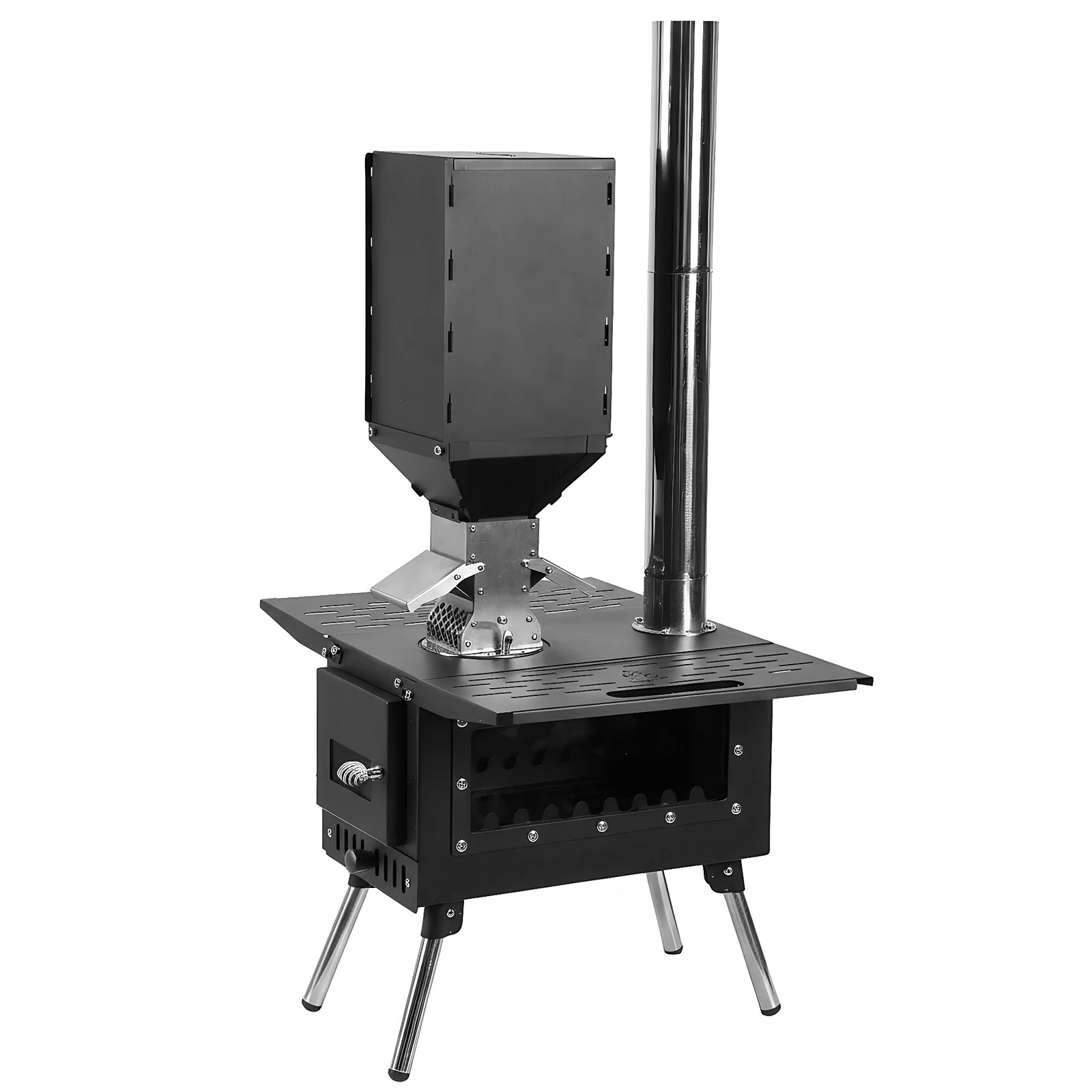 

Portable Wood Burning Stove with Stainless Steel Construction Small Wood Stove for Outdoor Heating & Cooking Ice Fishing Hunting
