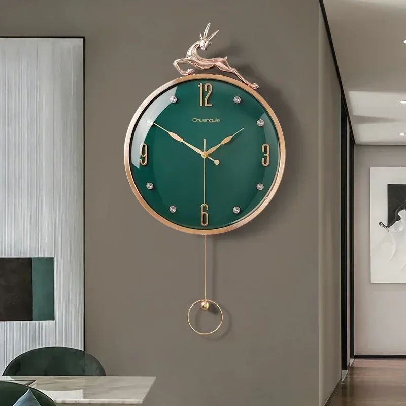 13 Inch Auspicious Deer Wall Clock Nordic Brief Design Living Room Decoration Kitchen Mute Clocks Art Wall Watch Home Decor NEW