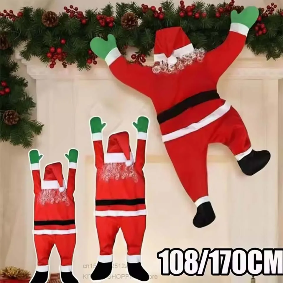 Climbing Santa Claus for Climbing Window, Balcony, Roof, Chimney, Home Christmas Decoration Hanging Santa Claus Outdoor Decor