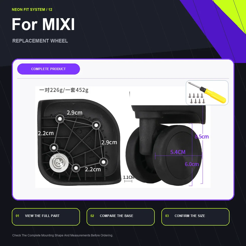 Wear Resistant Luggage Replacement Wheel For Mixi Silent Rolling Travel Caster Repair Part Premium Travel