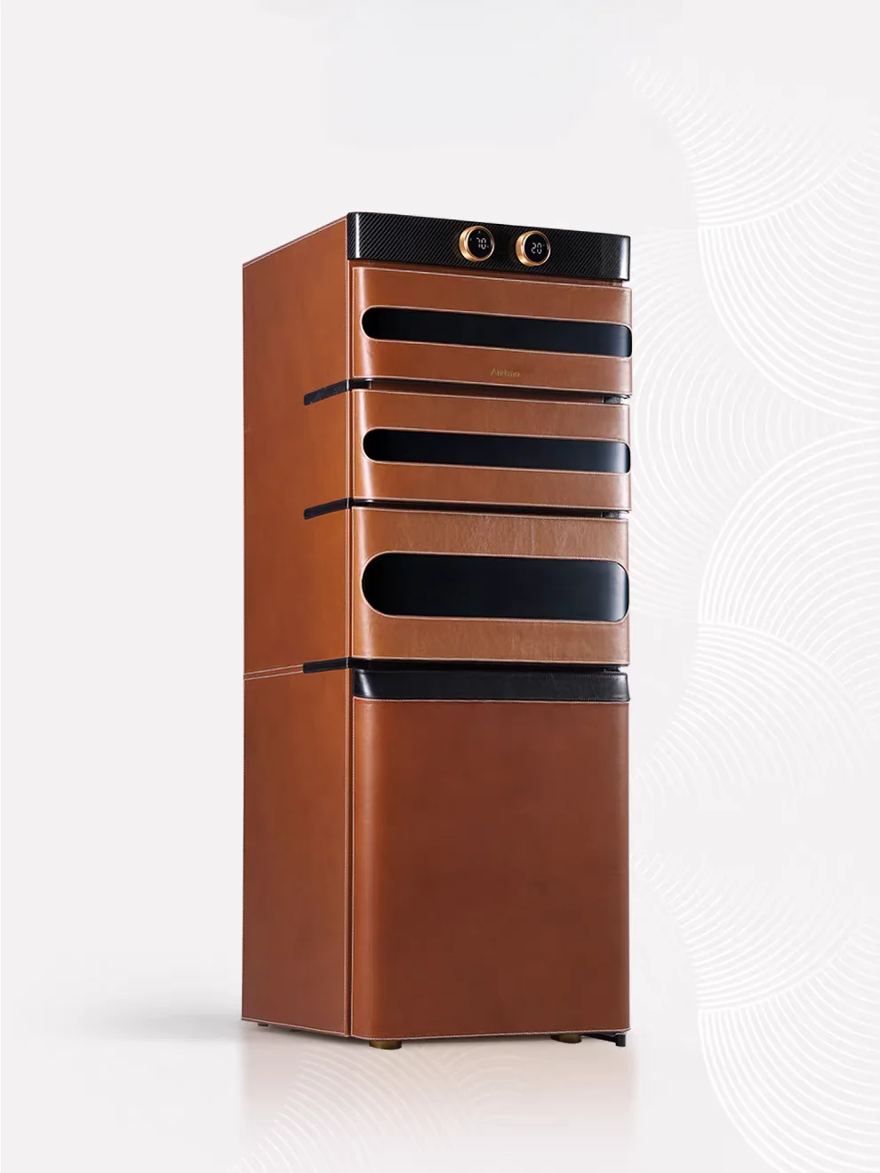 Luxury Modern Constant Temperature Humidity Cigar Humidor Cabinet Real Leather Shell Cedar Wood Liner Fingerprint Lock 1200-1400