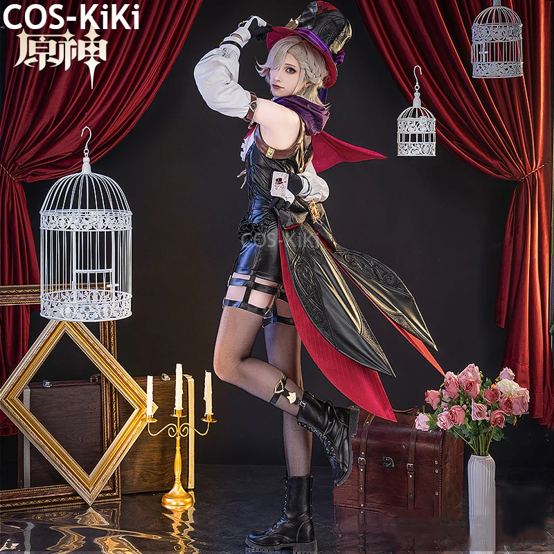 COS-KiKi Genshin Impact Lyney Magician Game Suit Gorgeous Uniform Cosplay Costume Halloween Party Role Play Outfit S-3XL