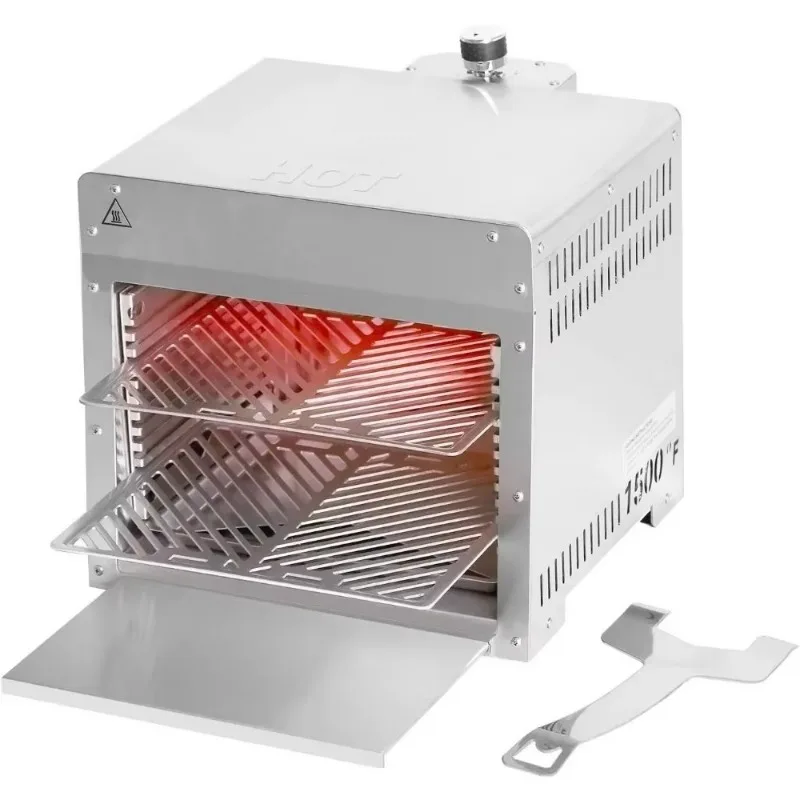 Portable High Temp Broiler Grill, Stainless Steel Tabletop Equipment, 1500 Degree for Quick Steak Cooking