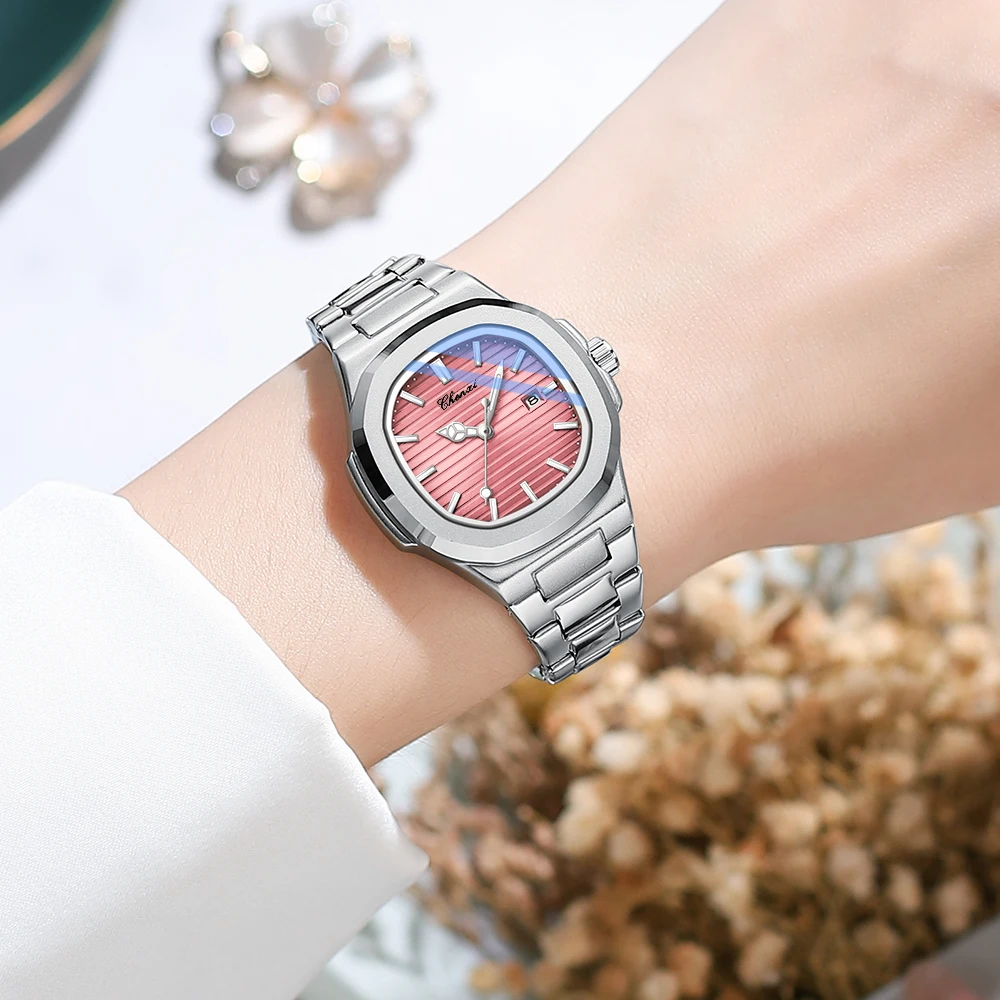 CHENXI Top Luxury Quartz Watch Women Waterproof Clock Fashion Stainless Steel Luminous Ladies Date Wristwatch