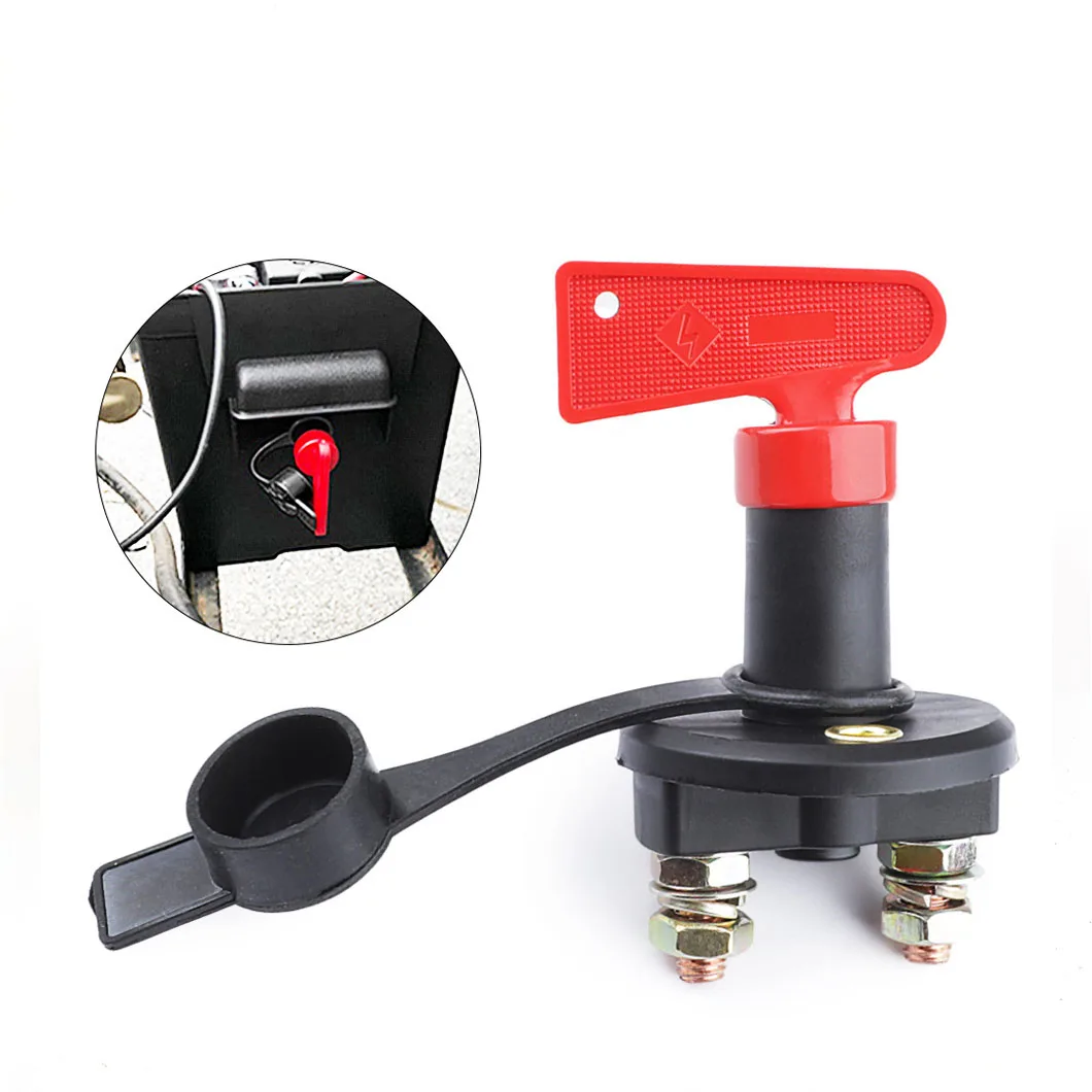 ABILKEEN Car Battery Disconnect Rotary Knob Switch M8/M10 Terminal DC60V 300A Isolator Cut OFF Battery Power Isolation Switch