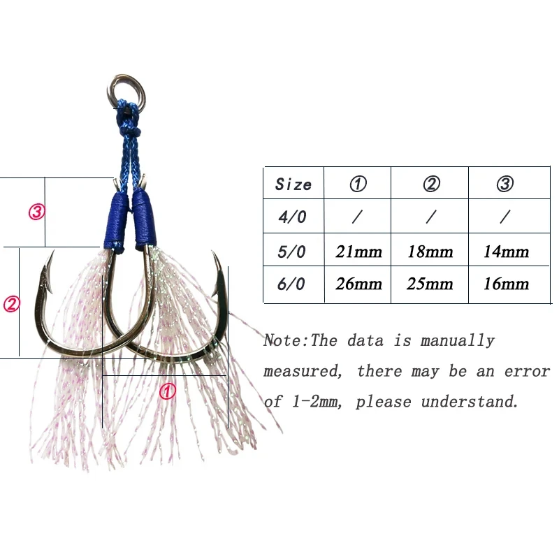 10pairs/bag 5/0 6/0 Saltwater Slow Fast Carbon Hooks Fishing Jig Barbed Hooks Strong Strength Falling Lure Hook