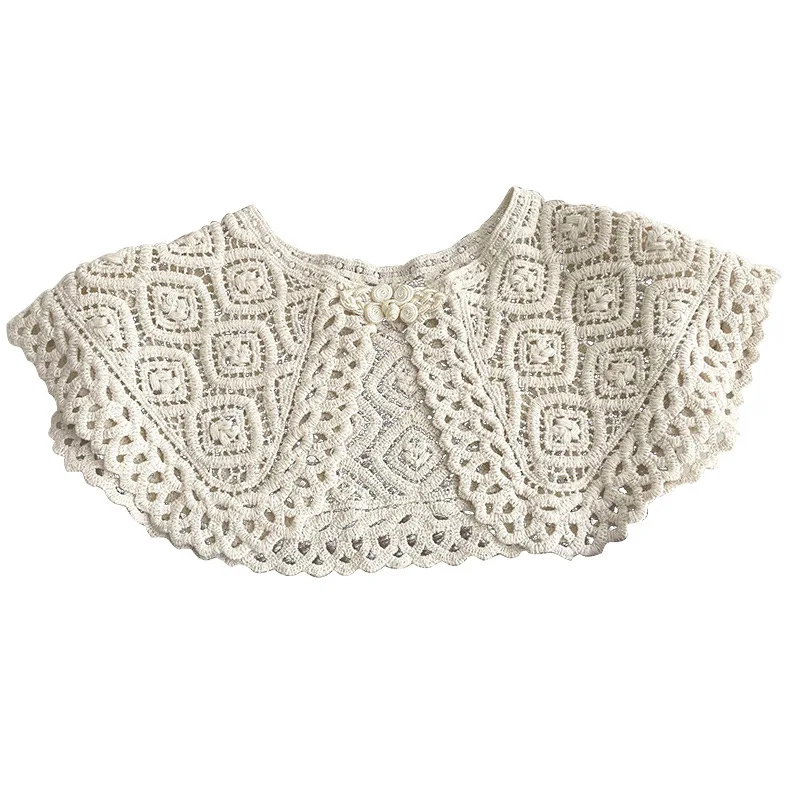 Lace Knit Flower Hollow Out Detachable Collar for Women, Perfect Spring/Autumn Decorative Accessory