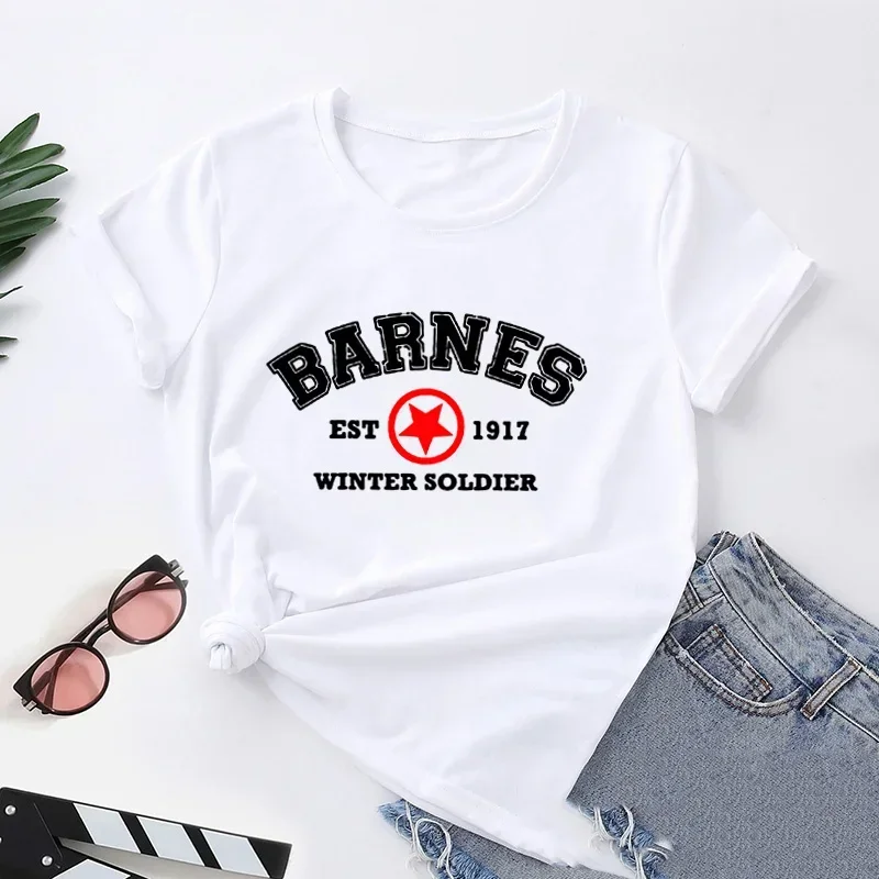 Barnes 1917 T Shirts Women Summer Vintage Winter Soldier Bucky Barnes Short Sleeve T-Shirt Women Short Sleeve Tee Shirts