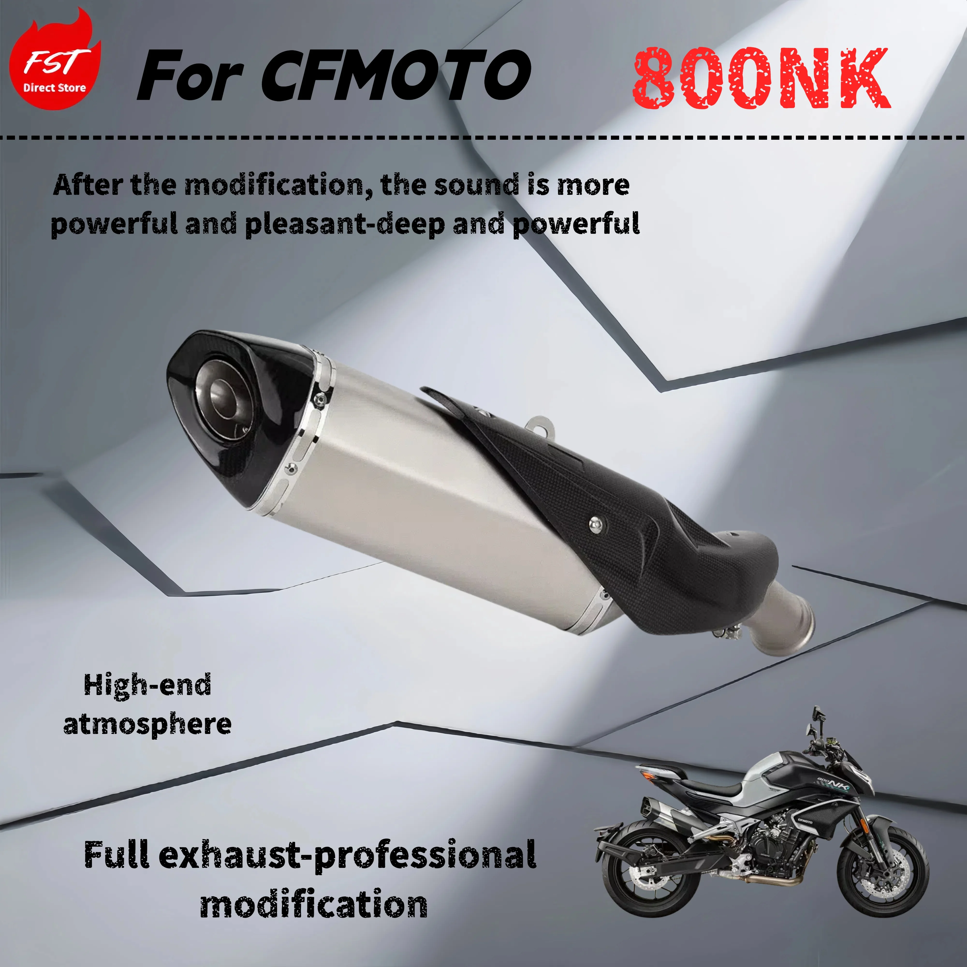 

For CFMOTO 800NK - Modified tail exhaust pipe - deep, rich and powerful sound