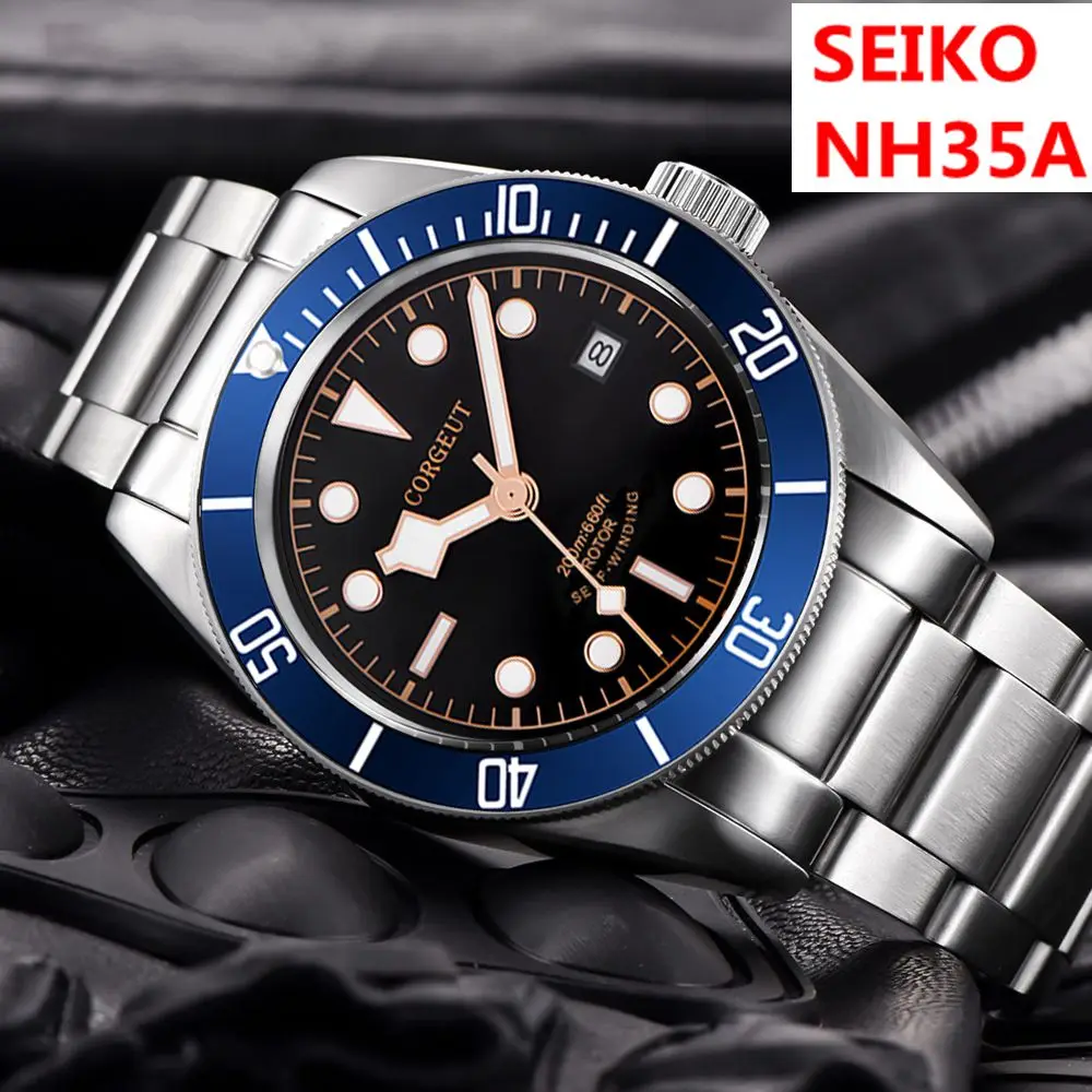 

Luxury Corgeut NH35 Watch For Man Miyota Automatic Mechanical WristWatches Snowflake Hands Military Relogio Sapphire Glass 10BAR