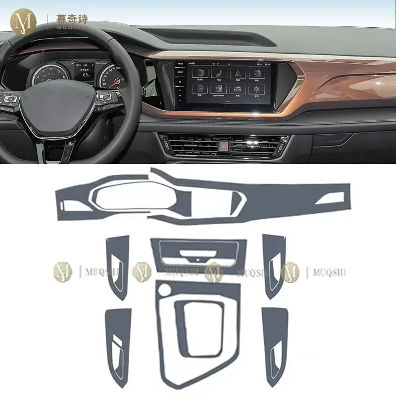 MUQSHI pre cut car interior transmission panel TPU protective film center console scratch PPF For Volkswagen Tarek/Tharu 19-2022